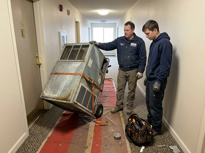 Original 1990s Magic-Pak unit removed for disposal