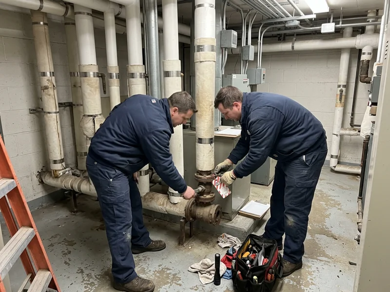 Technician closing a riser isolation ball valve